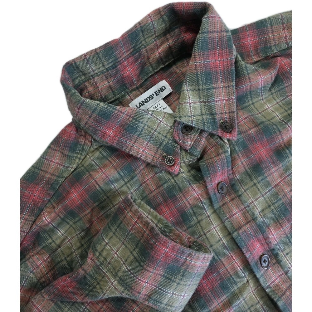 LANDS' END MEN'S TRADITIONAL FIT MULTICOLOR PLAID BUTTON DOWN SHIRT MEDIUM/TALL